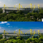 Vorher / Nachher  Bild vom BVB-Stadion