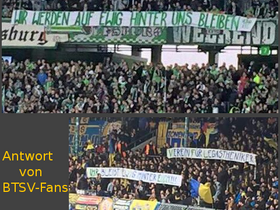 Wolfsburg Fans mit Beleidigung an Braunschweig Fans März 2016
